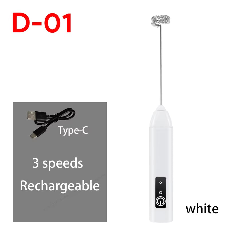 Minl Mik Frother USB Rechargeable 3 Speeds Foam Maker Coffee Whisk Mixer Electric Handle Blender Egg Beater Hot Cooking Tools