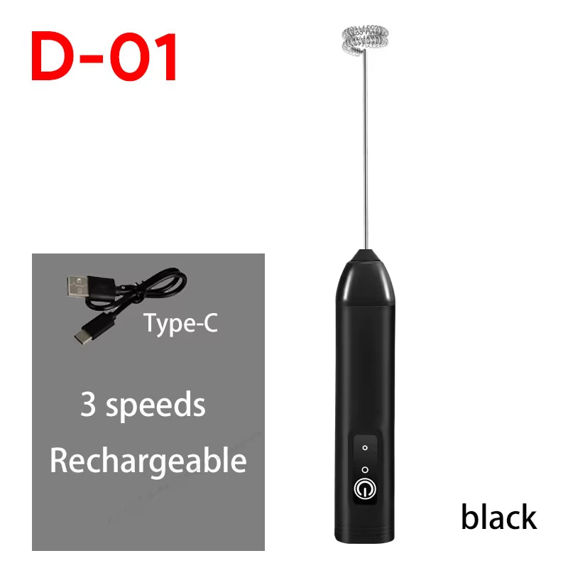 Minl Mik Frother USB Rechargeable 3 Speeds Foam Maker Coffee Whisk Mixer Electric Handle Blender Egg Beater Hot Cooking Tools
