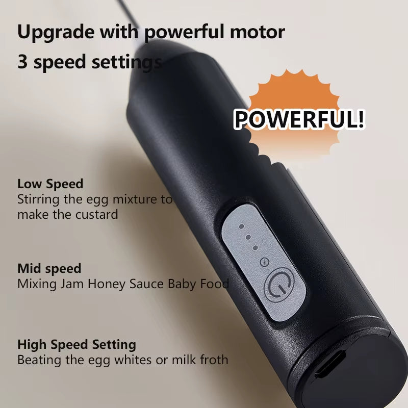 Minl Mik Frother USB Rechargeable 3 Speeds Foam Maker Coffee Whisk Mixer Electric Handle Blender Egg Beater Hot Cooking Tools